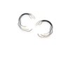 Handmade small brass hoop earrings with an organic double-line design, combining black oxidized and gold-toned finish for a subtle elegant look. The ear post is made of 925 sterling silver. Also available in gold-plated or free nickel finish.