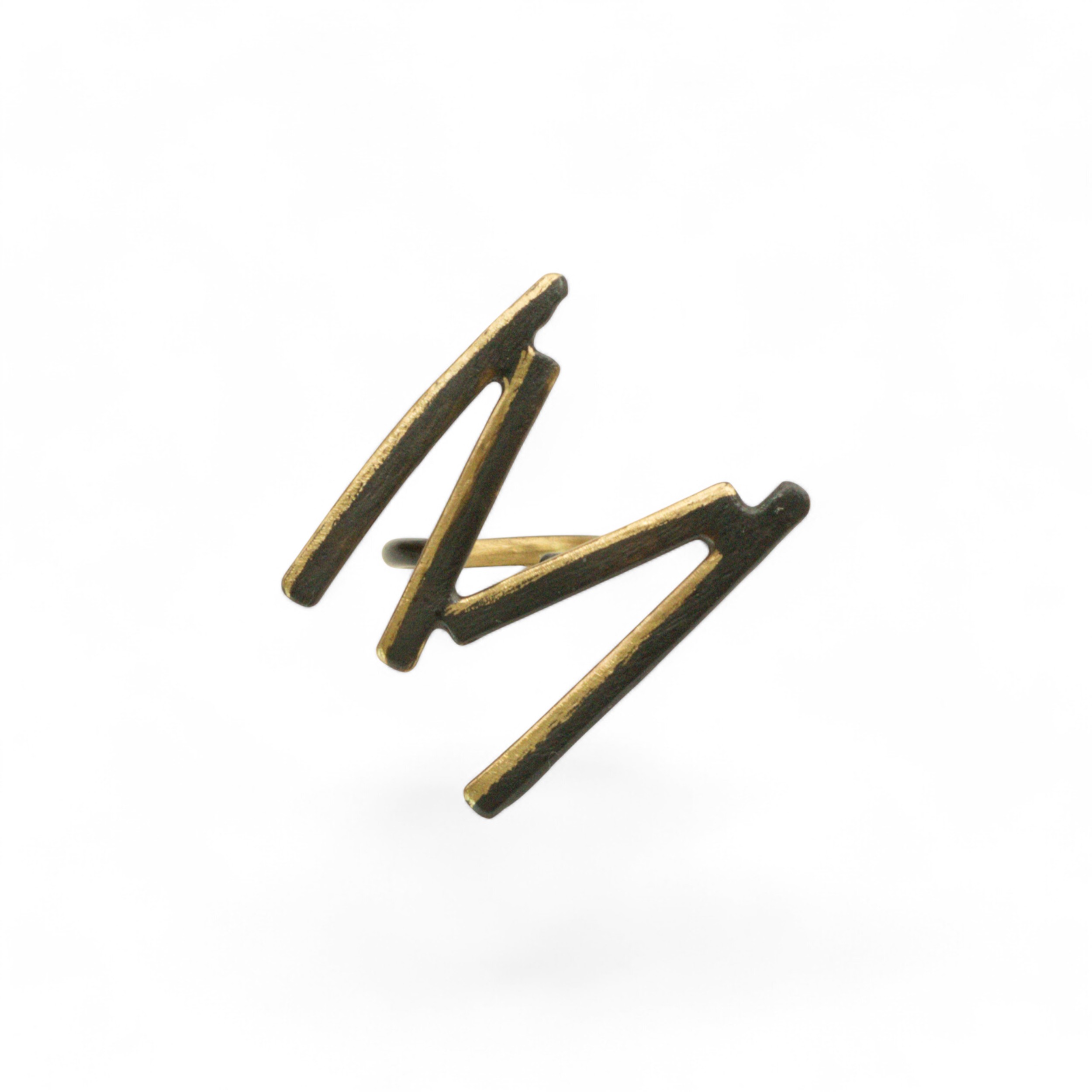 Χειροποίητο ανοιγόμενο δαχτυλίδι από ορείχαλκο με αφαιρετικό γωνιώδες σχέδιο, διαθέσιμο σε επίχρυσο ή μαύρη οξείδωση, free nickel